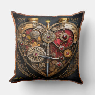 Rubine und Getriebe der Heart Steampunk Serie Kissen