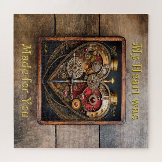 Rubine und Getriebe der Heart Steampunk Serie Puzzle (Horizontal)