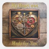 Rubine und Getriebe der Heart Steampunk Serie Quadratischer Aufkleber (Vorderseite)