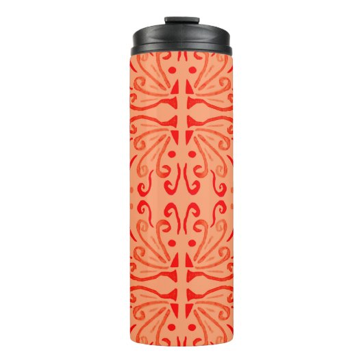 Rubinrot Floral: Tribales geometrisches Muster. Thermosbecher (Vorderseite)