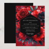 Rubinrote Abendblüten-Hochzeit Einladung (Vorne/Hinten)