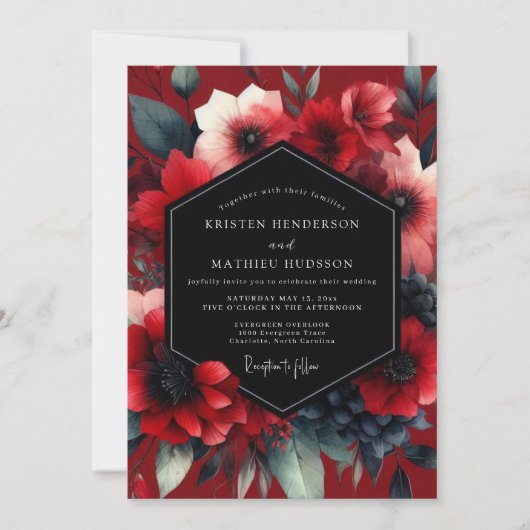 Rubinrote Anemone Hochzeit Einladung (Vorderseite)