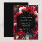 Rubinrote Anemone Hochzeit Einladung (Vorne/Hinten)