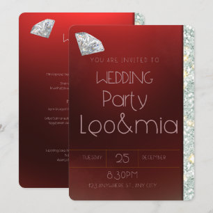 Rubinrote Diamantene Hochzeitseinladung Einladung
