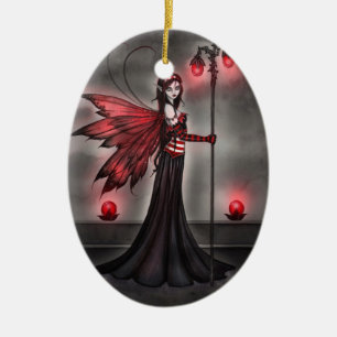 Rubinrote Feen-Fantasie-Kunst Keramikornament