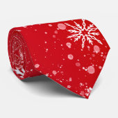 Rubinrote Festive Weihnachtsweiße Schneeflocken Krawatte (Gerollt)