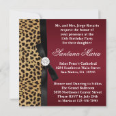 Rubinrote Leopard Quinceanera-Einladungen Einladung (Rückseite)