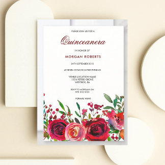 Rubinrote Rosen Quinceanera Einladung