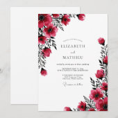 Rubinrote Winterhochzeit Einladung (Vorne/Hinten)