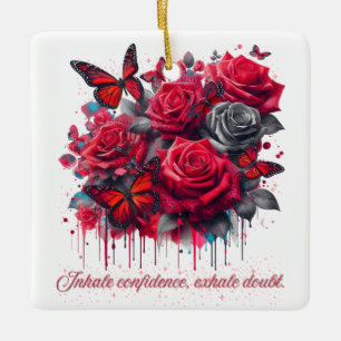 Rubinrote Zuversicht Keramikornament