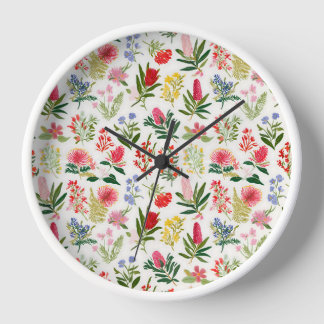Rubinroter botanischer Garten Blumen-Wanduhr Uhr