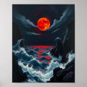 Rubinroter Orb über stürmischen Saphirmeeren Poster (Vorne)