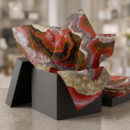 Rubinroter und goldener Glitter-Achat-Geoden-Marmo Seidenpapier