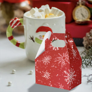 Rubinrotes festliches Weihnachten mit weißen Schne Geschenkschachtel