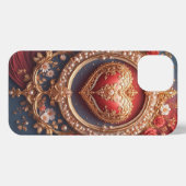Rubinrotes Herz Blüht Luxuriös ✨ Florale Perle Rom iPhone Hülle (Rückseite (Horizontal))