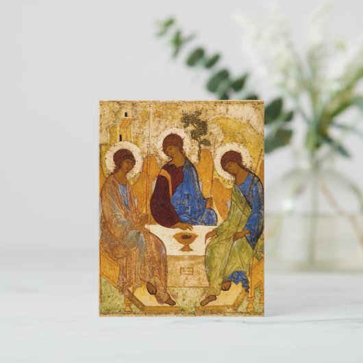 Rublev Trinity am Tisch Postkarte (Stehend Vorderseite)