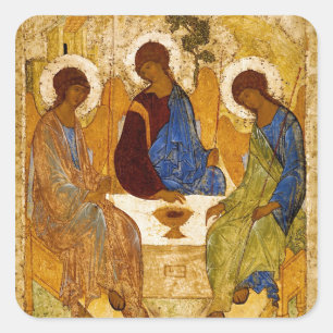 Rublev Trinity am Tisch Quadratischer Aufkleber