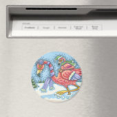 RUBRIK SÜD, PINK FLAMINGOS WINTER MAGNET RUNDE (In Situ (Geschirrspüler))