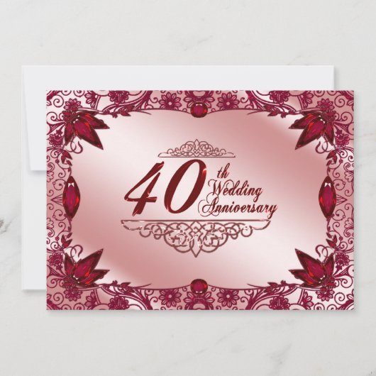 Ruby 40. 12x18 Einladung zum Hochzeitstag (Vorderseite)
