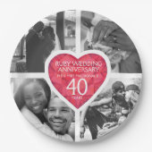 Ruby 40. Hochzeit Geburtshaus vier Fotos Pappteller (Vorderseite)