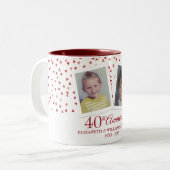 Ruby 40. Hochzeit Jubiläum Kinder-Fotos Zweifarbige Tasse (Vorderseite Links)