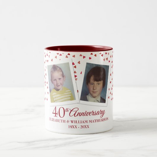 Ruby 40. Hochzeit Jubiläum Kinder-Fotos Zweifarbige Tasse (Mittel)