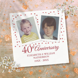 Ruby 40. Hochzeitsjubiläum Kindheitsfotos Serviette