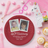 Ruby 40. Hochzeitstag 2 Foto Pappteller (Party)