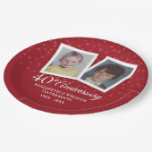 Ruby 40. Hochzeitstag 2 Foto Pappteller (Schrägansicht)