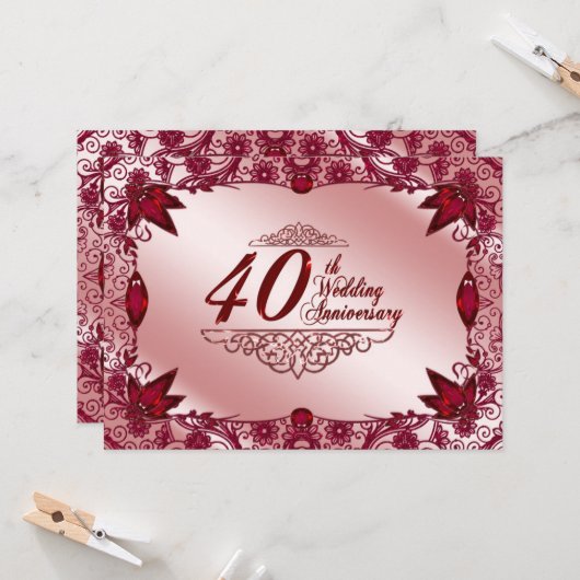 Ruby 40. Hochzeitstag 5.12x18.5 Einladung (Vorderseite/Rückseite Beispiel)