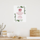 Ruby 40. Hochzeitstag Begrüßungszeichen Poster (Küche)