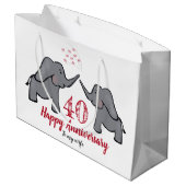 Ruby 40. Hochzeitstag Elefant Ehefrau Große Geschenktüte (Rückseite Schrägansicht)
