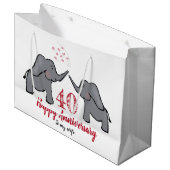 Ruby 40. Hochzeitstag Elefant Ehefrau Große Geschenktüte (Vorderseite Schrägansicht)