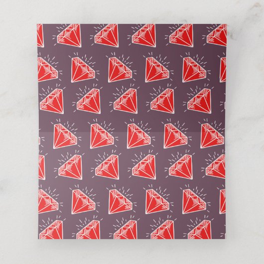 Ruby 40. Hochzeitstag roter Tisch Platzkarte (Innenseite Aufgefaltet)