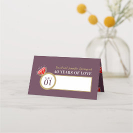 Ruby 40. Hochzeitstag roter Tisch Platzkarte