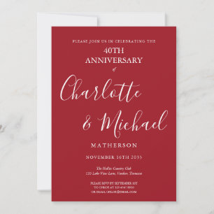 Ruby 40. Hochzeitstag-Signaturschrift Einladung