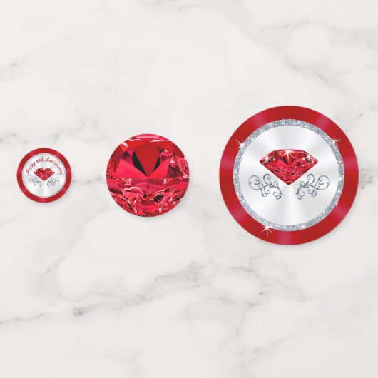 Ruby 40. Hochzeitstag Tischdekorationen Konfetti (Rückseiten)