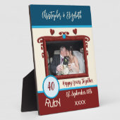 Ruby 40 Jahre Jubiläum hinzufügen Namen Foto blau Fotoplatte (Seite)