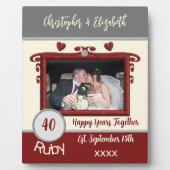 Ruby 40 Jahre Jubiläum Namen Foto grau Fotoplatte (Vorderseite)