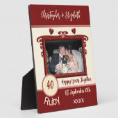 Ruby 40 Jahre Jubiläum Namen Foto rot hinzufügen Fotoplatte (Seite)