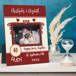 Ruby 40 Jahre Jubiläum Namen Foto rot hinzufügen Fotoplatte