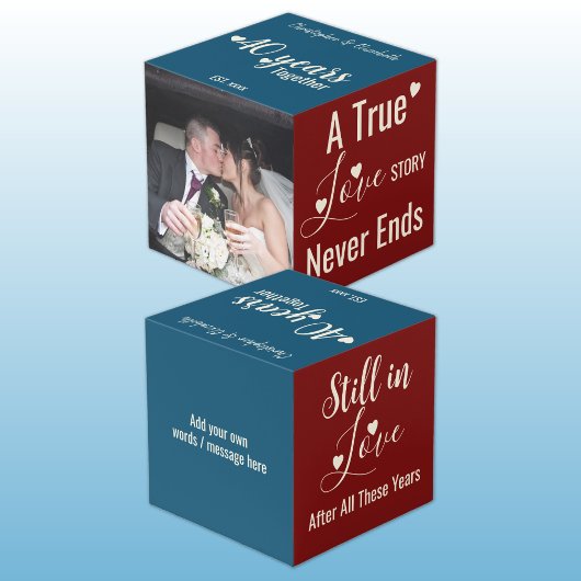 Ruby 40 Jahre Jubiläum Rot-Blau-Foto Würfel