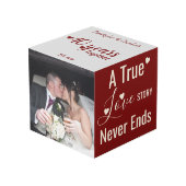 Ruby 40 Jahre Jubiläum rotes graues Foto Würfel (Vorderseite Schrägansicht)