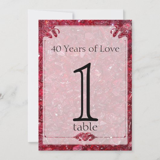 Ruby 40-jährige Tischnummer (Vorderseite)