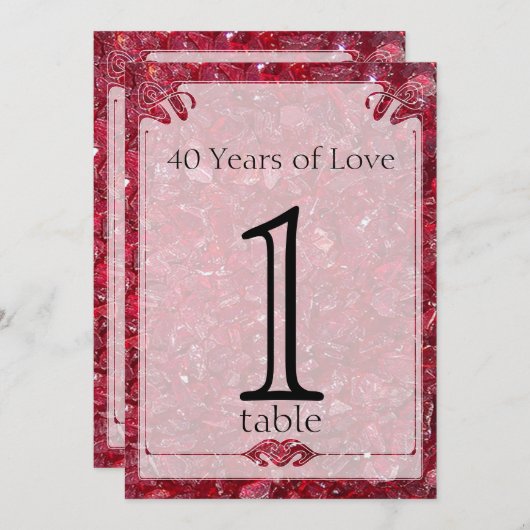 Ruby 40-jährige Tischnummer (Vorne/Hinten)