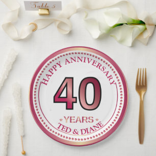 Ruby 40th Anniversary Paper Plate Pappteller