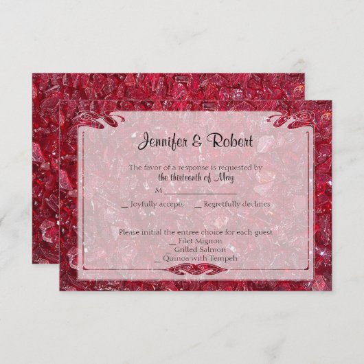 Ruby 40th Anniversary Response Card RSVP Karte (Vorne/Hinten)