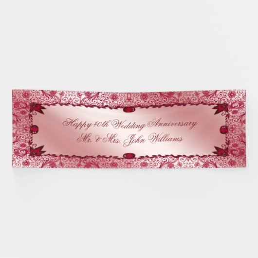 Ruby 40th Wedding Anniversary Banner (Horizontal)