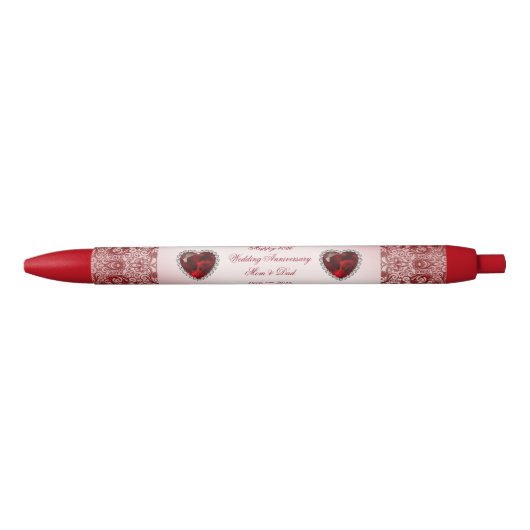 Ruby 40th Wedding Anniversary Black Ink Pen Kugelschreiber (Vorderseite)