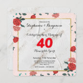 Ruby 40th Wedding Anniversary Custom Typografy Einladung (Vorne/Hinten)